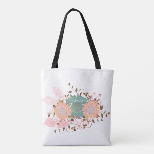 Boho Chic Pastel Sunflower Vine Tote Bag (Achterkant)