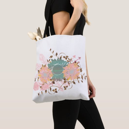 Boho Chic Pastel Sunflower Vine Tote Bag (Dichtbij)