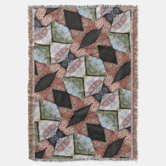 Boho Chic Patchwork Patroon Aardse Multi Kleur Deken (Voorkant Verticaal)