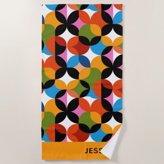 BOHO Chic Pattern Vibrant Mid Century Modern Name  Strandlaken (Voorkant)