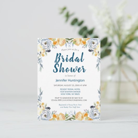 Boho Chic Peach Floral Vrijgezellenfeest Briefkaart (Staand voorkant)