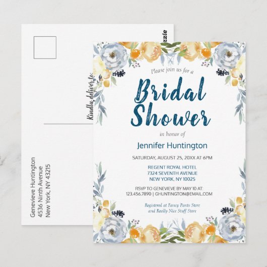 Boho Chic Peach Floral Vrijgezellenfeest Briefkaart (Voorkant / Achterkant)