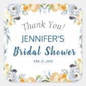 Boho Chic Peach Floral Vrijgezellenfeest Vierkante Sticker (Voorkant)