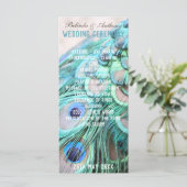 Boho Chic Peacock Back Feathers Wedding Programme (Staand voorkant)