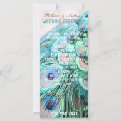 Boho Chic Peacock Back Feathers Wedding Programme (Voorkant)