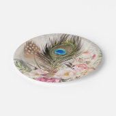 Boho Chic Peacock Feather and Rozen Paper Bord (Gekanteld)