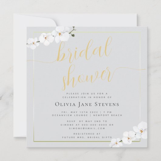 Boho Chic Pearl Gold Lijst Orchids Vrijgezellenfee Kaart (Voorkant)