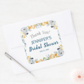Boho Chic Perzik Bloemachtige Bruiloftsborrel  Vierkante Sticker (Envelop)