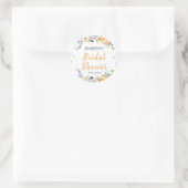 Boho Chic Perzik Bloemrijke Bruidsdouche Ronde Sticker (Tas)