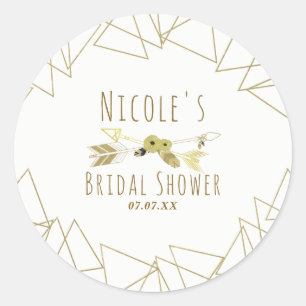 Boho Chic Pijlen & Gouden Geometrische Driehoeken  Ronde Sticker
