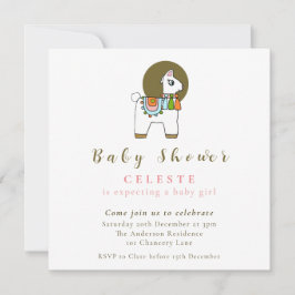 Boho chic pinata llama baby shower nodigkaart kaart