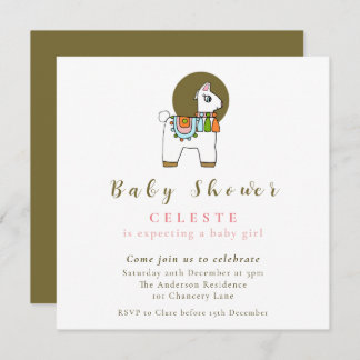 Boho chic pinata llama baby shower nodigkaart kaart
