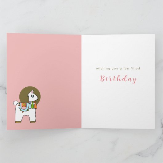 Boho chic pinata llama BIrthday Card Kaart (Binnen)
