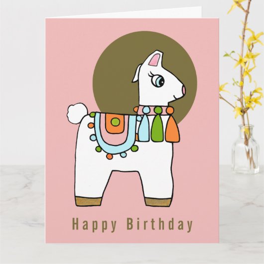 Boho chic pinata llama BIrthday Card Kaart (Gele Bloem)