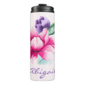 Boho Chic Pink Floral Thermal Tumbler Thermosbeker (Voorkant)