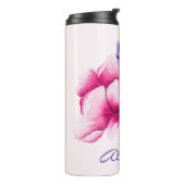 Boho Chic Pink Floral Thermal Tumbler Thermosbeker (Gedraaid links)