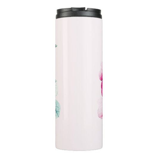 Boho Chic Pink Floral Thermal Tumbler Thermosbeker (Achterkant)