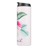 Boho Chic Pink Floral Thermal Tumbler Thermosbeker (Geroteerd rechts)