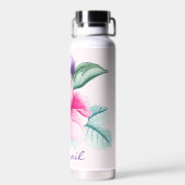 Boho Chic Pink Floral Water Fles (Achterkant)