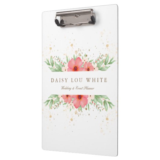 Boho Chic Pink & Ivory Greenery Floral Business Klembord (Links)