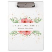 Boho Chic Pink & Ivory Greenery Floral Business Klembord (Voorkant)