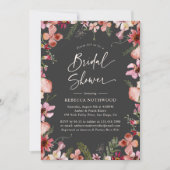 Boho Chic Pink Ppress Florals Grey Vrijgezellenfee Kaart (Voorkant)