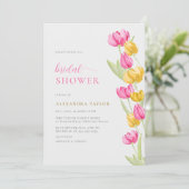 Boho Chic Pink Yellow Tulips Spring Vrijgezellenfe Kaart (Staand voorkant)