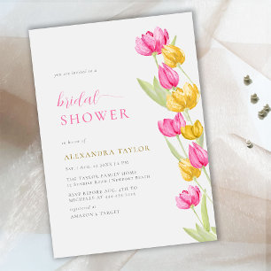Boho Chic Pink Yellow Tulips Spring Vrijgezellenfe Kaart