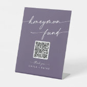 Boho Chic Plum Paarse bruiloft huwelijksreis fonds Reclamebord Met Voetstuk (Voorkant)