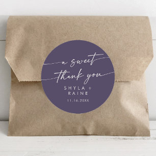 Boho Chic Plum Paarse Een Lief Dank U Favor Ronde Sticker