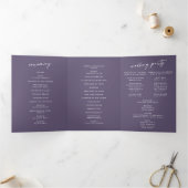 Boho Chic Plum Paarse Monogram Bruiloft Drieluik Programma (Binnen)