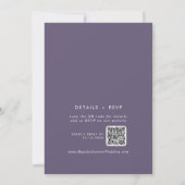 Boho Chic Plum Paarse Monogram QR Code Bruiloft Kaart (Achterkant)