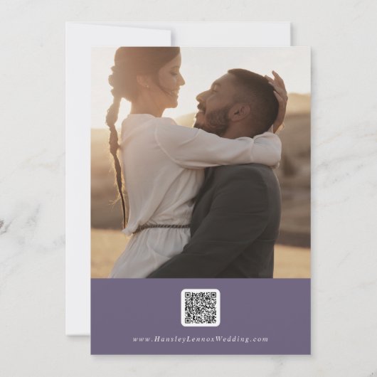 Boho Chic Plum Paarse Multi Foto QR Code Save The Date (Achterkant)