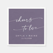 Boho Chic Plum Paarse Proost op Liefde Bruiloft Servet (Voorkant)