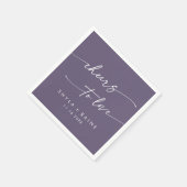 Boho Chic Plum Paarse Proost op Liefde Bruiloft Servet (Hoek)