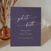 Boho Chic Plum Paarse trouwfotocabine Reclamebord Met Voetstuk