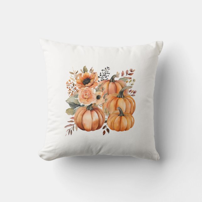 Boho Chic Pompoen en Bloempatronen Thanksgiving Kussen (Voorkant)