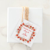 Boho Chic Poppy Flowers Weddenschap Bedankjes Labels (In situ)