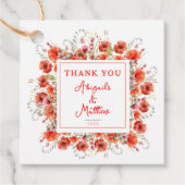 Boho Chic Poppy Flowers Weddenschap Bedankjes Labels (Voorkant)