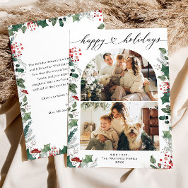 Boho Chic Prettig Kerst Feestkaart met Bericht Feestdagenkaart
