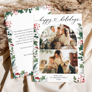 Boho Chic Prettig Kerst Feestkaart met Bericht Feestdagenkaart