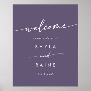 Boho Chic Pruim Paars DIY Trouw Welkom Bord Poster