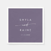 Boho chic pruim Paarse Monogram bruiloft servetten (Voorkant)