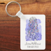 Boho Chic Purple Bride Hairstyle Watercolor QR Sleutelhanger (Voorkant)