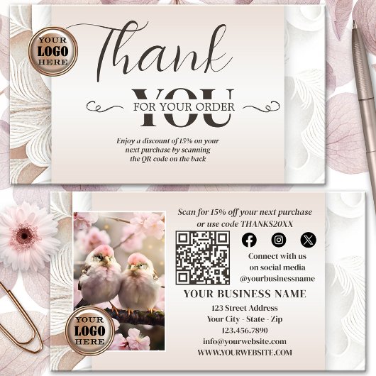 Boho Chic QR-code foto Bedankt voor uw bestelling Visitekaartje