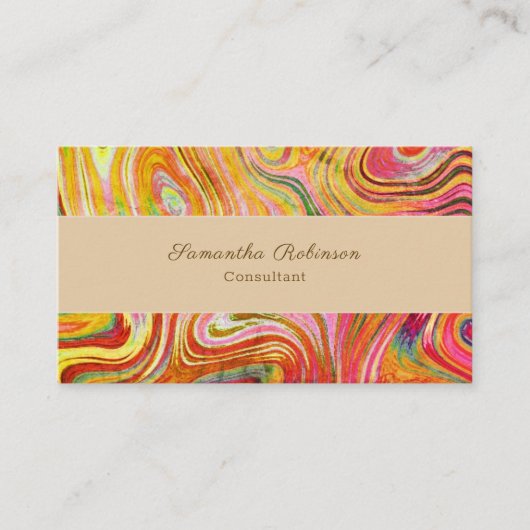Boho Chic Rainbow Gold Grunge Swirling Abstract Visitekaartje (Voorkant)