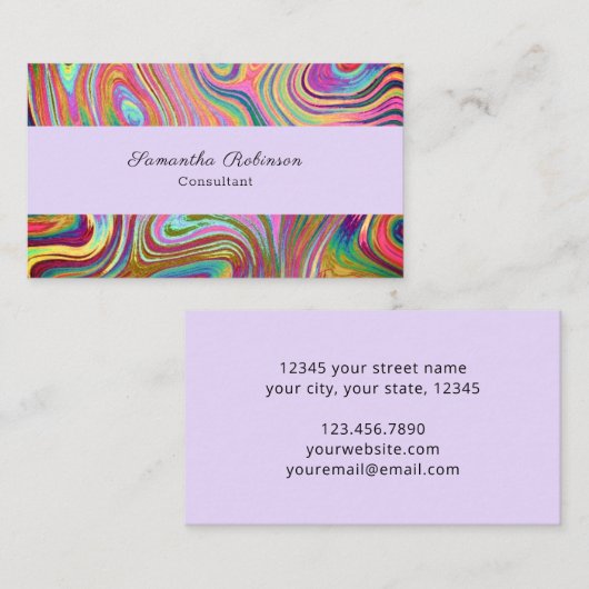 Boho Chic Rainbow Lavender Swirling Abstract Visitekaartje (Voorkant / Achterkant)