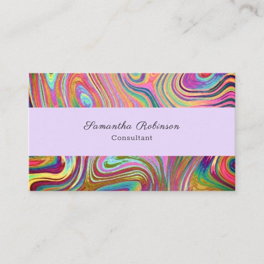 Boho Chic Rainbow Lavender Swirling Abstract Visitekaartje (Voorkant)