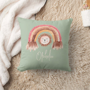 Boho Chic Rainbow Lion Baby Naam Sage Kussen