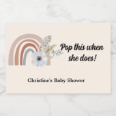 Boho chic rainbow pampas gras baby shower gift sparkling wijnetiket (Enkel label)